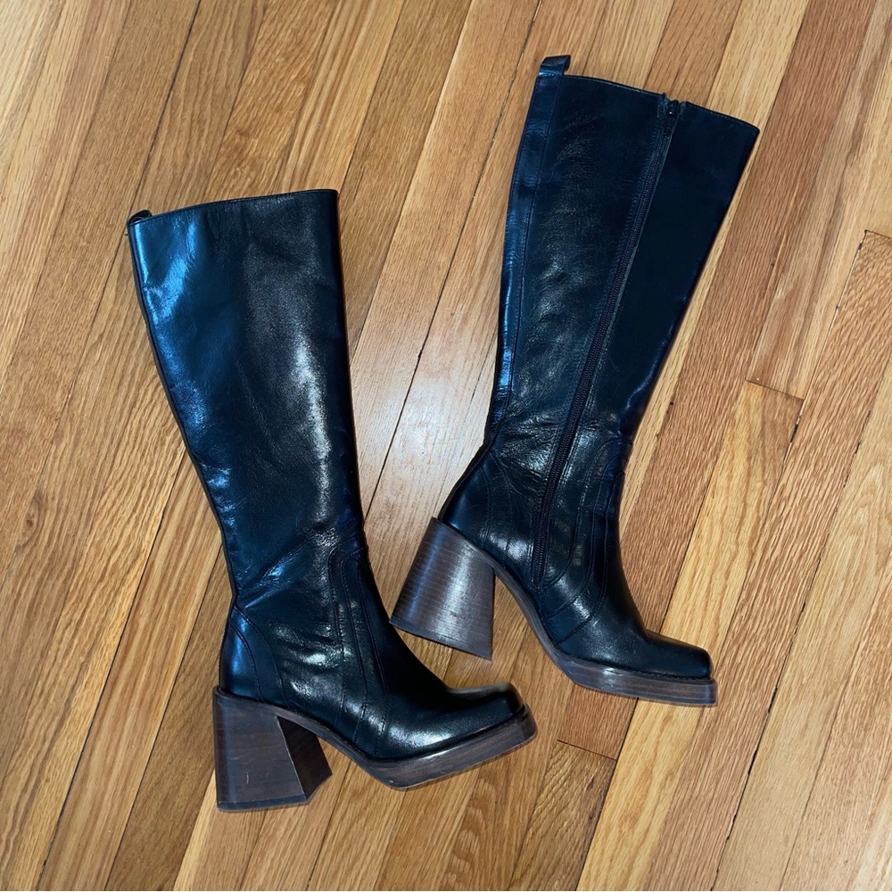 Steve Madden chunky black knee high boot